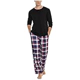 Conjuntos De Pijama Hombre Moda Suave Super Suave Traje De Casa Cintura Elástica Arriba Y Bajo 2 Piezas Con Botón De Cuatro Estaciones Escocesa Ropa De Dormir Homewear, malva, XXL