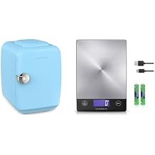 CROWNFUL 4 Liter Mini Cooler and Warmer Fridge Blue & Rechargeable 33lb Food Kitchen Scale