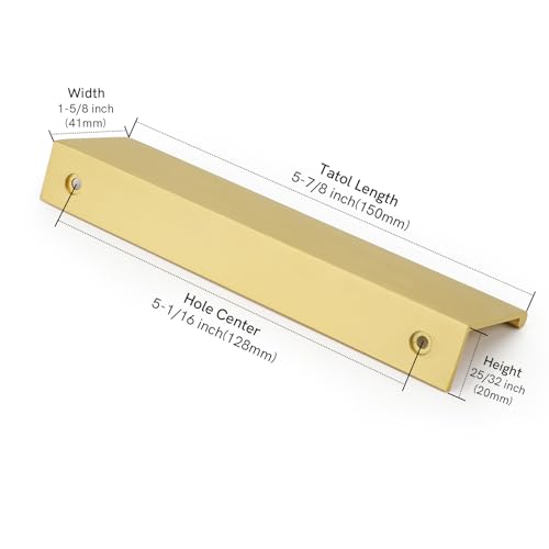 Image of Rergy 10 Pack 5 inch Cabinet Pulls Brushed Brass Finger Pulls for Cabinets