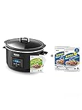 [Bundle Group] KOOC Programmable Slow Cooker 8.5-Quart (with 5 Bonus Free Liners) + Additional 2 Pack of 20 Liners for Easy Clean-up, Upgraded Pot, Adjustable Temp, Nutrient Loss Reduction