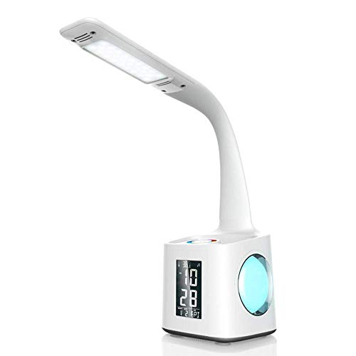 Lampe de table LED portable à intensité réglable et horloge calendrier pour étudier