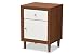 Baxton Furniture Studios Harlow Mid-Century Wood 1 Drawer and 1 Door Nightstand, Medium, White and Walnut