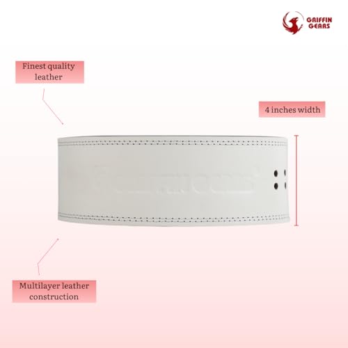 Image of 10MM Lever Gym Belt for Men & Women | 100% Full Grain Genuine Leather Powerlifting Belt | IPF Standard Weight Lifting Belt | White Belt with Red Buckle | Size Medium