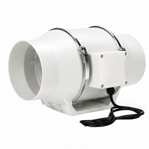 Image of Inline Duct Fan |4 Inch /100mm | Silent Mix Flow Fan | nline Exhaust Fan | Circular Inline Fan |Air Circulation System | White | 2 Speed | 45W Copper Motor | Airflow 310m3 /h | RPM 2600