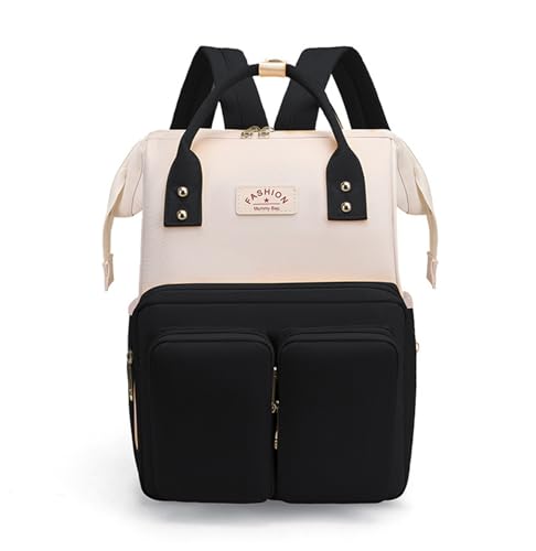 Ybberik Sac à dos à langer avec poches isothermes, sangles de poussette, grand sac à langer imperméable pour maternité, noir, Large, Sacs à dos de jour