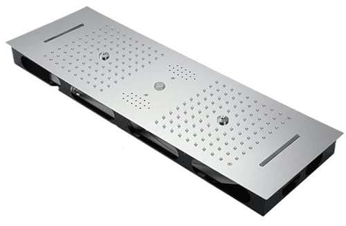 M Boenn-ducha de 35x12 pulgadas, juego de grifería for baño, mezclador oculto termostático inteligente, sistema de ducha de lluvia, cabezal de ducha negro con forma de barra(Chrome,Phone Control)