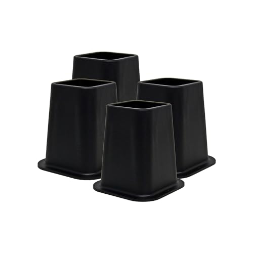 Kings Brand Furniture - Heavy Duty Premium Quality 6 Inch Bed Risers - Furniture Riser, Under-Bed Storage for Desk, Sofa, Couch & Table, Black, Set of 4