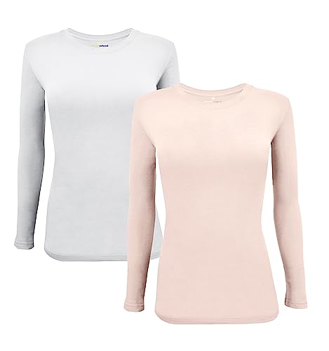 Image of Natural Uniforms Women's Long Sleeve Underscrub T-Shirt - Cotton Blend Scrub Base Layer for Nurses & Medical Professionals