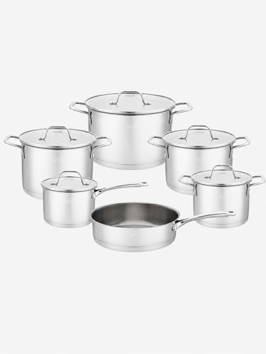 BAVARY - Batería de cocina de acero inoxidable para inducción de gas y vitrocerámica, 18/10 con base de cápsula de 5 capas, tapas de cristal, cacerolas, cacerolas, sartén, apto para lavavajillas