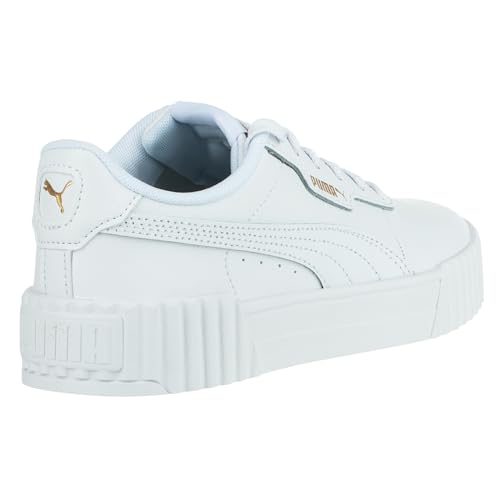 PUMA Womens Carina 3.0 Lace Up Sneakers Shoes Casual, Puma White-puma Gold, 6 M4