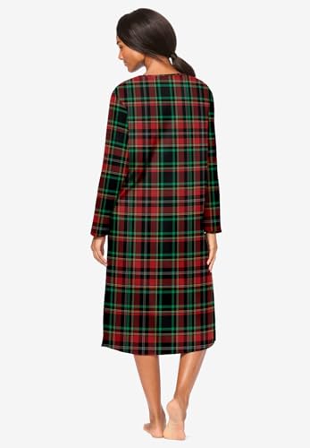 Dreams & Co. Plus Size Long-Sleeve Henley Print Sleepshirt2