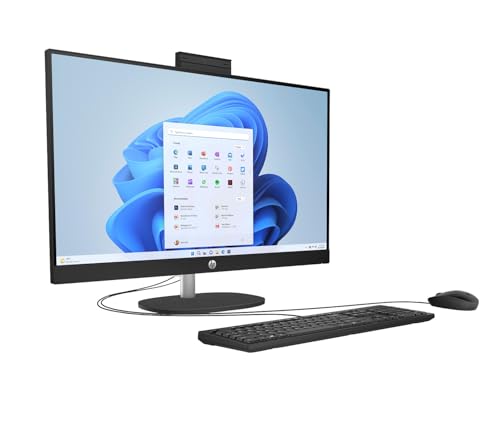 Image of HP 27 inch Touchscreen All in One Desktop Computer, Intel 12-Core Ultra 7, FHD IPS Display, Adjustable Height, 32 GB DDR5, 2 TB SSD, Win 11 Pro, Jet Black, with Accessories