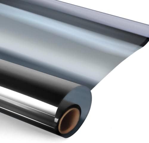 RockRose Película unidireccional para ventana, tintado durante el día, privacidad, control de calor, anti UV, adherencia estática, no adhesiva,