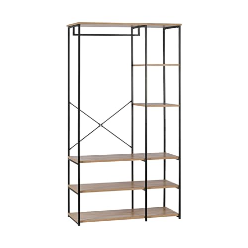 S & S Saldos y Stocks Armario Vestidor con Estanteria SIL, Estilo Industrial Negro 167x89x38 cm