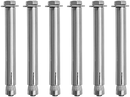 6x M6 Cabinet Bolts, Expansion Screw Bolts Heavy Duty 304 Stainless Steel Sleeve External Hex Nut Bolts for Wall Concrete