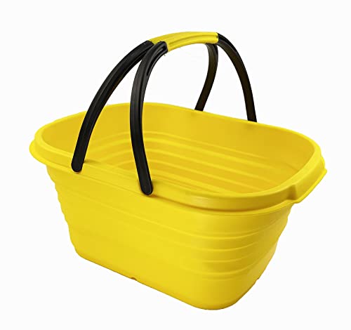 SAMMART 13L Collapsible Basket with Handle, Portable Outdoor Picnic Basket/Crater, Foldable Shopping Bag