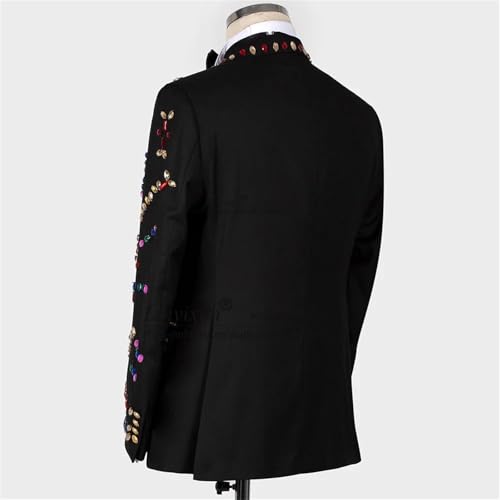 Mens 2 Pieces Luxury Suit with Colored Diamond Slim Fit Peaked Lapel Blazer Jacket Pants Set for Prom,Party,Dinner3