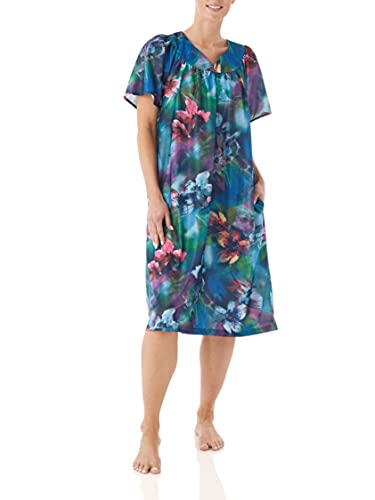 Image of AmeriMark Casual Women's Patio Muumuu House Dress Loose Comfortable Short Sleeve Sun Dress Lounger Gown Sleepwear for Ladies