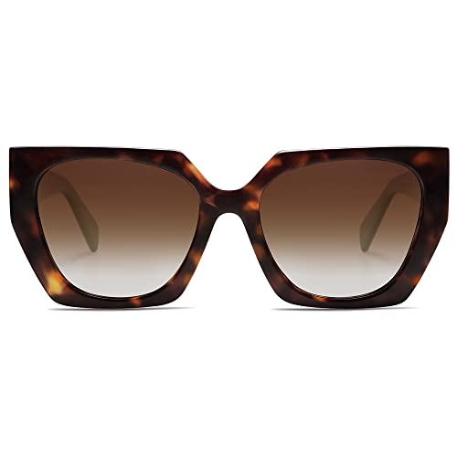 SOJOS Lunettes de soleil rétro pour femmes en forme d'œil de chat avec verres en polycarbonate UV400 Protégé, Lunettes Cat-Eye SJ2205 avec monture tortue...