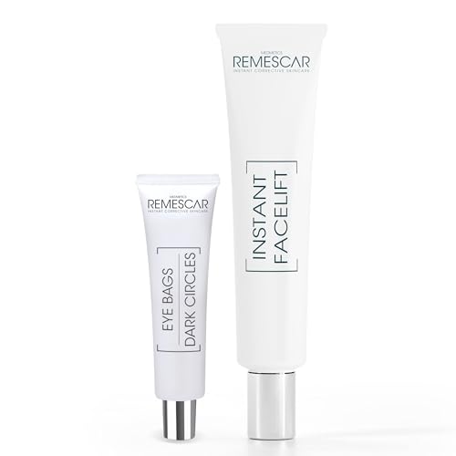 Remescar Pack Anti-Fatiga Ojos y Estiramiento Facial - Bolsas Ojeras 8ml Lifting Instantáneo 40ml - Contorno Ojos Reafirmante Redefine Óvalo Facial Efecto Rápido Piel Firme Luminosidad