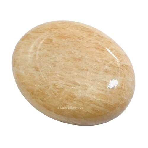 Image of Cream Moonstone Crystals and Healing Stones - Large Palm Stone Crystals Piedra - Crystal for Good Luck, Positive Energy, Meditation - Unique Stocking Stuffers and Birthday Gifts for Women, Men