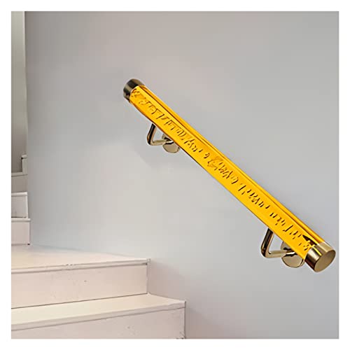 Outdoor Handlauf Indoor Treppenprofil Geländer Handlauf – 50–600 cm lang, barrierefrei, wandmontierte Haltegriffe für Senioren/Behinderte/Kinder, gelbe Acryl-Klarbeschichtung (einfarbig, 0,5 m)