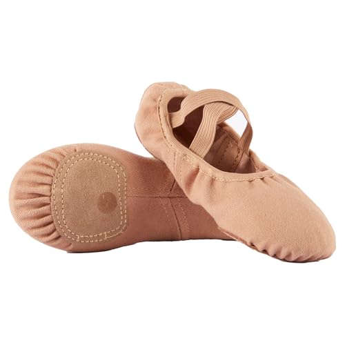 Phineein Sapatilhas de balé para meninas para prática de dança, Marrom, 18