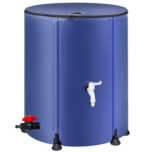 Collapsible Rain Barrel Water Storage Containers-53 Gallon Portable Rainwater Collect System Water Tank to Collect Rainwater from Gutter Downspout Water Catcher with Spigots,Filter＆Overflow Kits