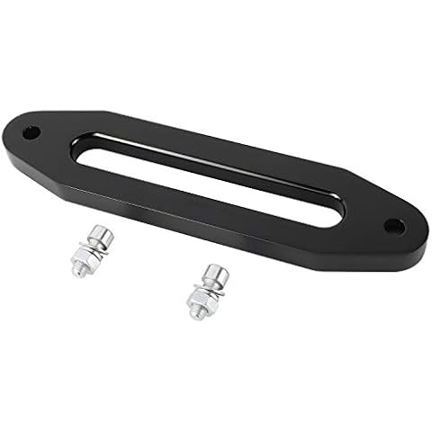 YaeKoo 10" Billet Polished Aluminum Hawse Fairlead Load Capacity 8000-15000 LBs with Mounting Hardware for Synthetic Winch Rope (Black, 10") Cover