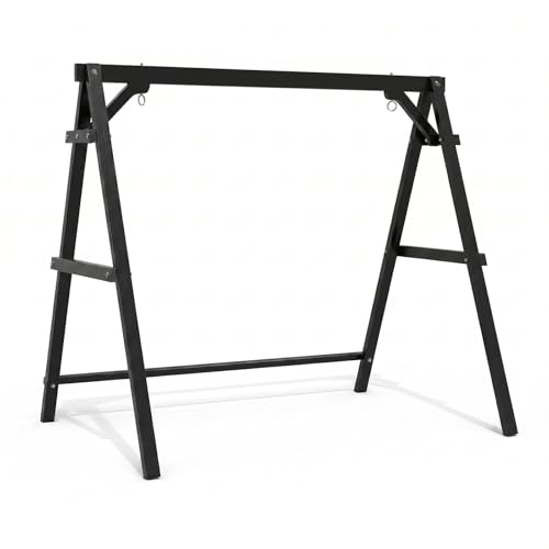 Image of VINGLI 6.2FT Wooden Porch Swing Frame for 4FT Swing, Black