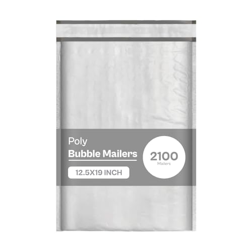 PSBM #6 2100 PCS 12.5 x 19 Inch White Poly Bubble Mailers, Cushion Padded, Waterproof, Tear Resistant, Shipping Bag for Cloths, Documents, Books, Gifts, Jewelry and More