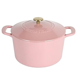 MARTHA STEWART Gatwick 7 QT Enamel Cast Iron Dutch Oven, Pink