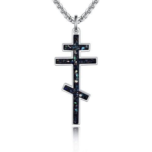 Eastern Orthodox Cross Necklace Sterling Silver Christain Greek Eastern Orthodox Jewelry Gift for Men