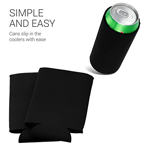 kwmobile Set of 2 Neoprene Can Coolers Compatible with 500ml Can - Keep Beer Soda Soft Drinks Cool - Black - Image 4