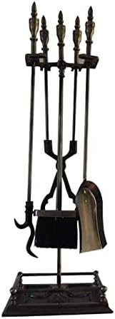 Fireplace Tool Set Poker Stand Fireplace Tool Set 5 Pieces Durable Iron Accessories Rack Living Room Hearth Tools Firepit Poker Living Room Home Fireplace Decoration Outdoor Indoor Chimney S