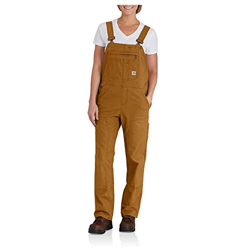 Carhartt womens Carhartt Women's Crawford Double Front Bib Overalls Coveralls, Carhartt Brown, Small Short US