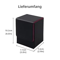 Tolesum Card Deck Box for MTG, Gathering Kartenbox für 100+ Karten, PU Leder Starkes Magnetic Sammelkarten Box Kompatibel Magic Commander TCG Karten (Vertikal-Schwarz und Rot) – Ansicht 9