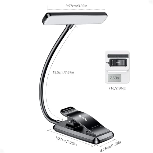 image for Gritin 19 LED Rechargeable Book Light for Reading in Bed with Memory F