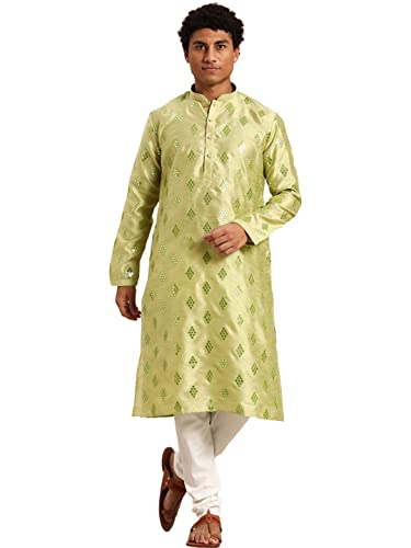 Image of Rajubhai Hargovindas Men's Jacquard Work Kurta Set