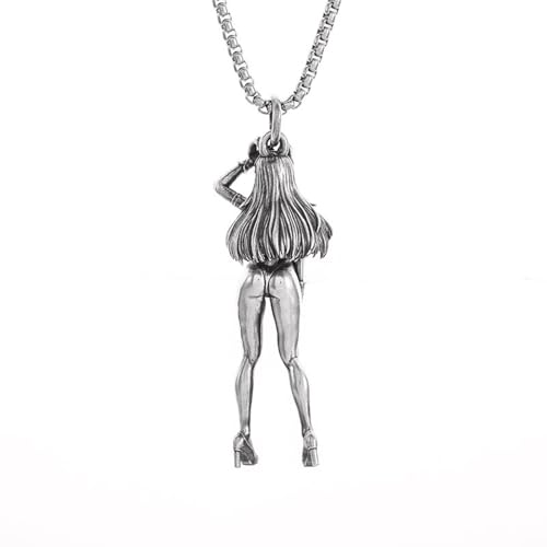 Collier pour homme pendentif personnage de dessin animé collier vintage argenté hip-hop