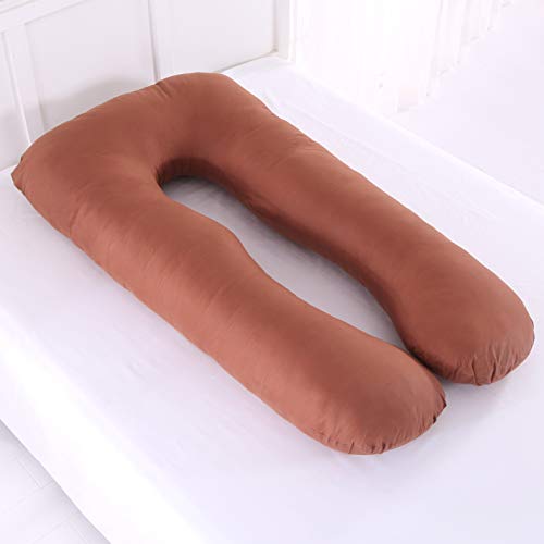 AEIL U Shape Pillow Pregnant Woman Side Sleep Sleeper Removable Multifunctional Waist Support Quiet and Comfortable Ergonomic Maternity long Pillow(Brown)