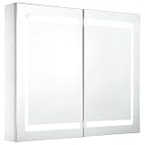 ¡Nuestro armario con espejo de pared con LED agrega un toque de estilo moderno y una luz suave e iluminadora a cualquier habitación.Está hecho de tablero de MDF de calidad con acabado de melamina, por lo que durará años