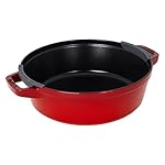 STAUB Cast Iron Set 4-pc, Stackable Space-Saving Cookware Set, Dutch Oven, Skillet, Grill Pan with Universal Lid, Made in France, Cherry - Image 4