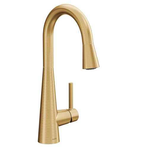 Moen Sleek Brushed Gold One-Handle High Arc Pulldown Modern Bar Faucet, 7664BG by Moen - Used condition - US$180.98
