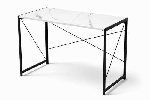 Image of EXVITO Portable Wood & Metal Computer Desk | Foldable Modern Writing | Multipurpose Study Table Best for Home, School | with Pouch Pocket Cell Phone Cash & Card, Clear Window Carry Handles