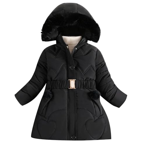 Girls Snap Buttons down Jackets Adjusted Zipper Hooded Puffer Coats Kids Lightweight Warm Windproof Outwear with Pockets
