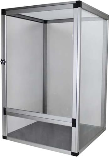 Tuyiutm 両生類ケージ、金属メッシュ付きアクリル、通気性、トカゲ飼育箱、植物の造園、組み立て簡単、透明爬虫類飼育箱、爬虫類飼育ケージ (シルバーアクリルドア,45*45*80CM)