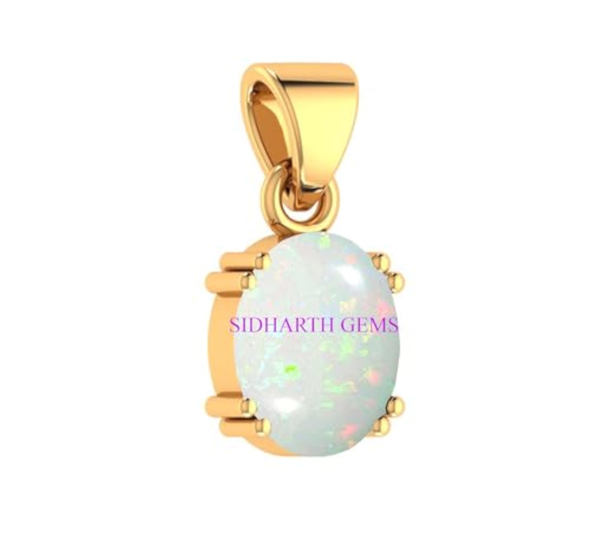 9.25 Ratti Gold Plated White Opal Pendant, Certified