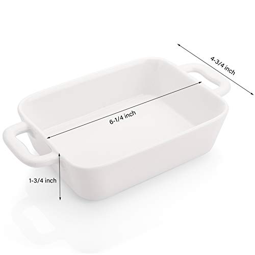Foraineam 6 Pieces Bakeware Set, White Porcelain Souffle Dishes Creme Brulee Ramekins, 6-1/4 X 4-3/4 Inch Rectangular Baking Pans With Double Handles #TOP1