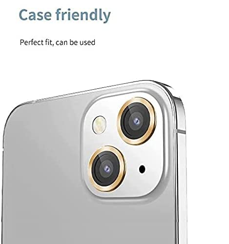 Image of LINEOVAL Compatible for i Phone 14 | iPhone 14 Plus Camera Lens Protector, Tempered Glass Bling, Alloy Metal Camera Ring for i phone 14 | iphone 14 plus GOLD